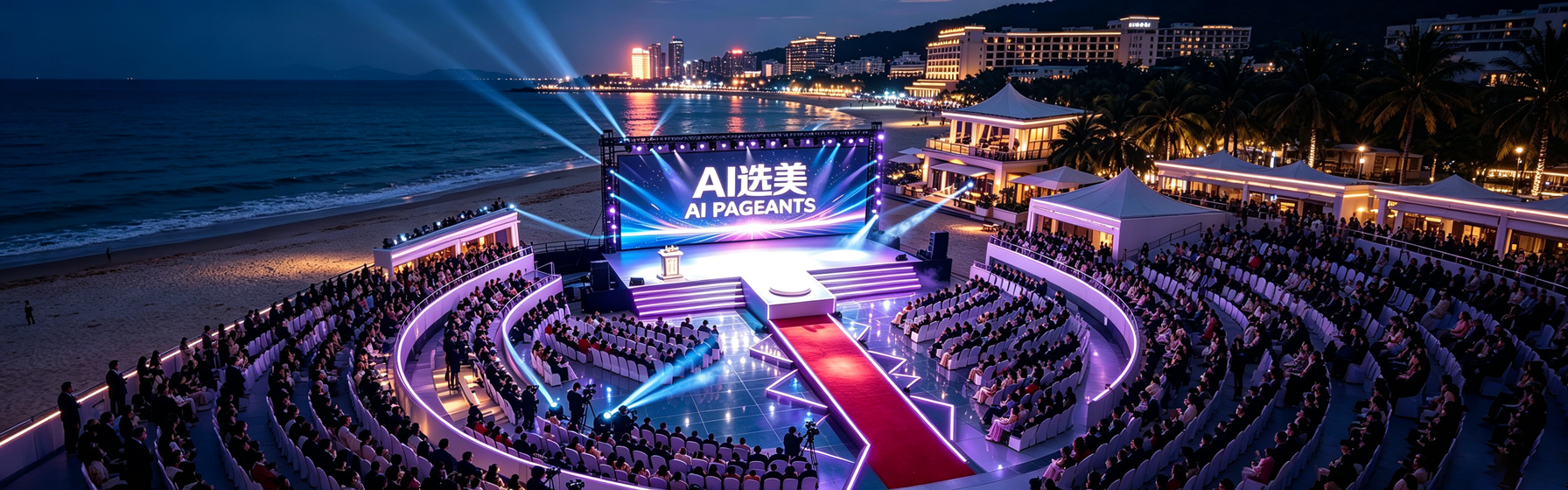 AI选美主题超宽屏艺术画，展现未来主义美学与数字人物，具有强烈的视觉冲击力和科技感